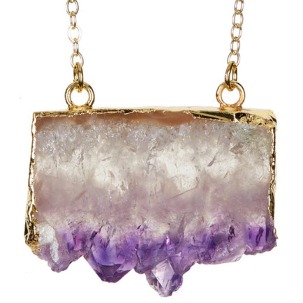 Jami Amethyst Slice Pendant Necklace